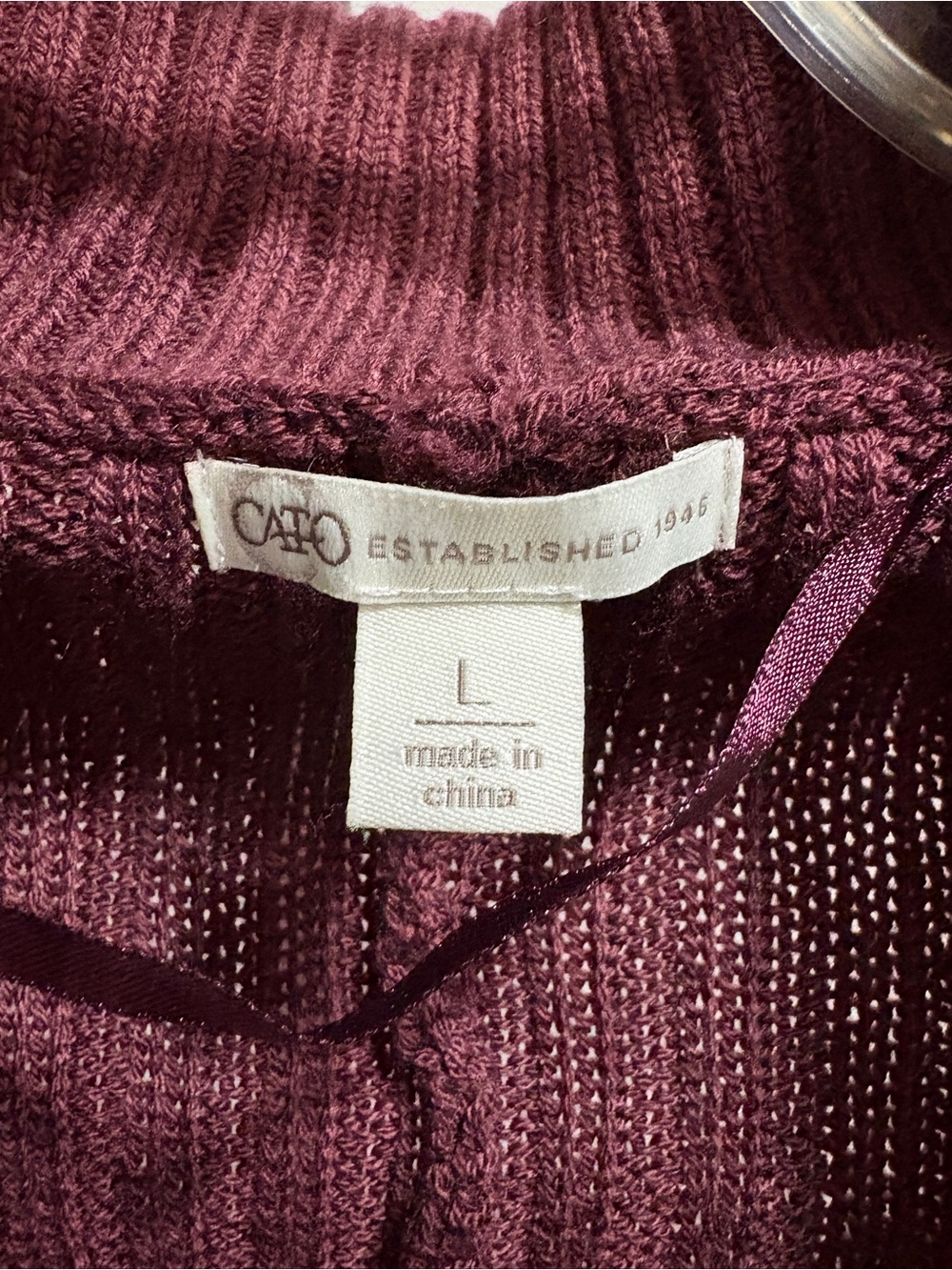 Cato Ribbed Draped Open-Front Cardigan - Plum - Picture 2 of 3